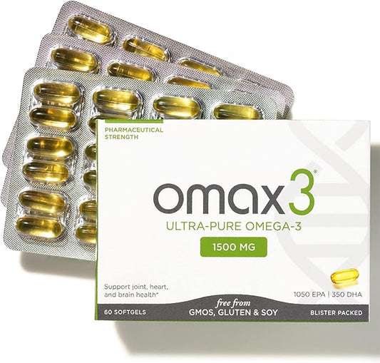 Omax3 Natural Omega 3 Fish Oil 1500 MG Omega3 Fatty 30-Day Supply (1 Box)