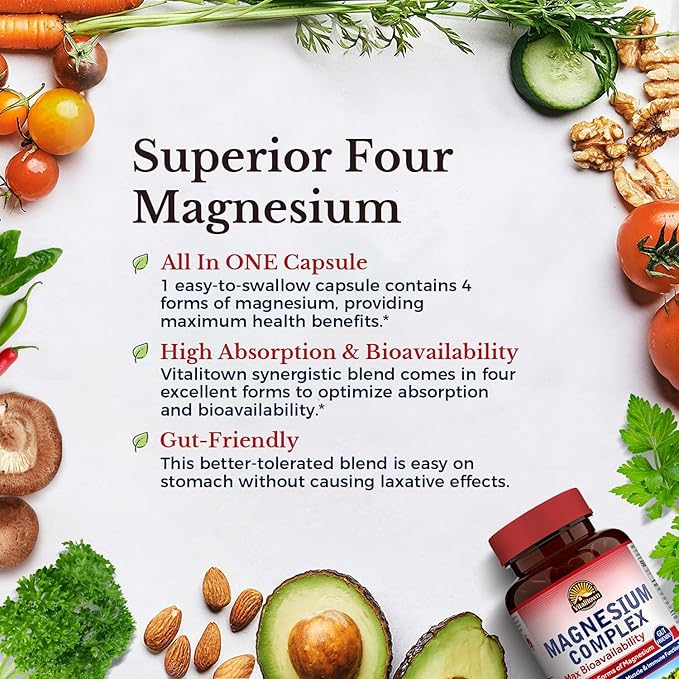 Vitalitown Magnesium Complex Supplement 500mg 120 Capsules