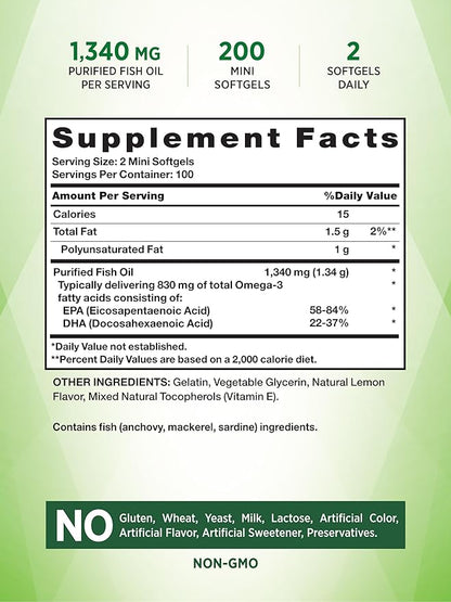 Nature's Truth Fish Oil Omega 3 1340 mg 200 Mini