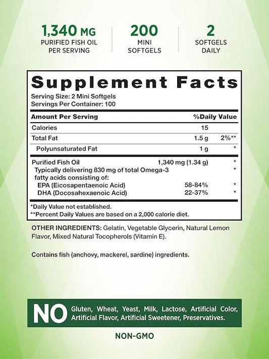 Nature's Truth Fish Oil Omega 3 1340 mg 200 Mini