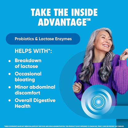 Digestive Advantage Probiotics + Lactase Digestive Enzymes For Digestive Health, Daily Probiotics For Women Men Occasional Bloating, Lactose Breakdown, Minor Abdominal Discomfort, Immune Support, 96ct