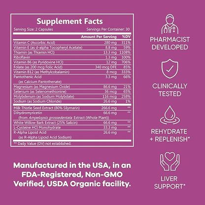 Good Morning - Drink Tonight, Thrive Tomorrow | Clinically Tested Post-Drinking Relief, Liver Support and Hydration Recovery with Electrolytes, Milk Thistle + DHM. Cheers!