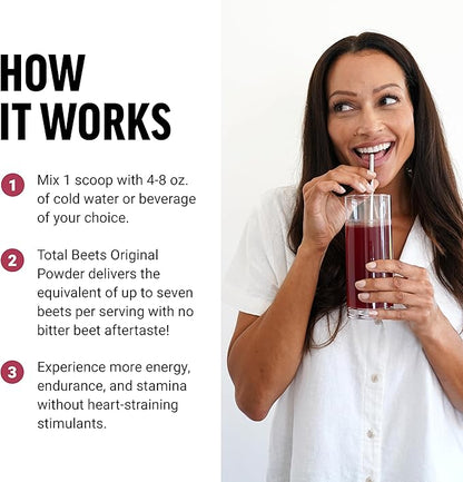 FORCE FACTOR Total Beets Superfood Beet Root Powder 2-Pack, Nitrates to Support Circulation, Blood Flow, Nitric Oxide, Energy, Endurance, Stamina, Cardiovascular Heart Health Supplement, 60 Servings