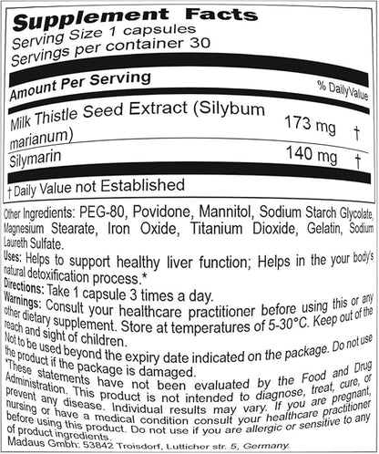 30 capsules 140mg (Milk Thistle Extract)