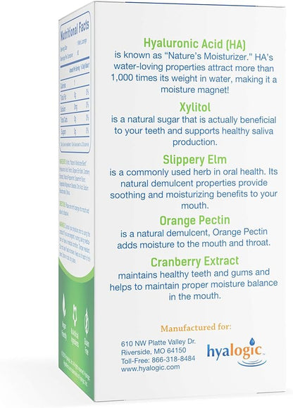 Hyalogic HyaMints Breath Mints for Dry Mouth- Sugar Free Mint Flavor— Natural Breath Freshener w/Hyaluronic Acid, Cranberry Extract, Xylitol, Slippery Elm, Orange Pectin (60 Count)
