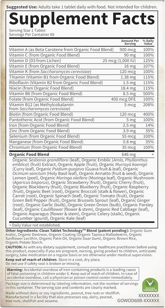 Garden of Life Organics Multivitamin for Women 60 Tablets,
