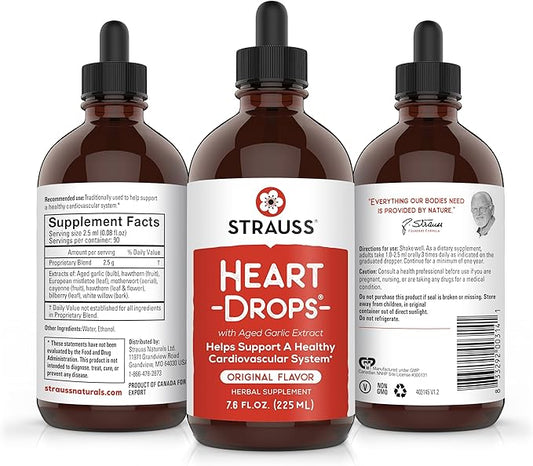 Strauss Naturals Heartdrops, Herbal Heart Supplements 7.6 fl