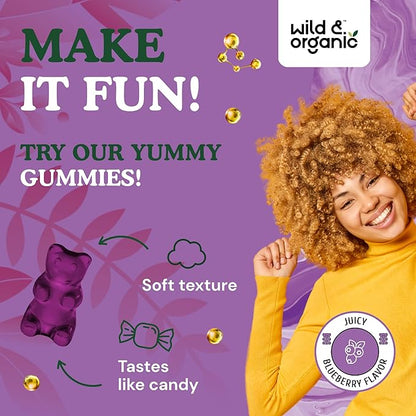 Wild & Organic Resveratrol Gummies 1000mg Organic 60 Antioxidant