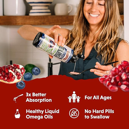 Barlean's Liquid Flaxseed, Borage & Algae 3 Supplement, 3,980 mg Omega-3-6-9, 16 16 oz