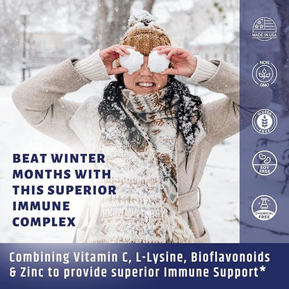 Vitamin C 1000mg Complex with L-Lysine 500mg, Zinc 12mg, Bioflavonoids 300mg. Doctor Support.(1)
