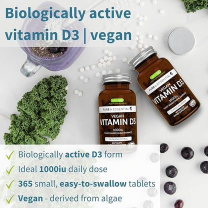 Igennus Healthcare Nutrition Natural Vegan Vitamin D3 1000IU, 365 Tablets, 100% Plant-Based Algae Cholecalciferol & Non-GMO, Immune, Bones & Teeth, 1-Year Supply