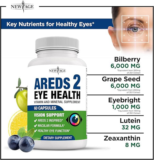 NEW AGE AREDS 2 Eye Vitamin 6000mg Lutein 120 Count