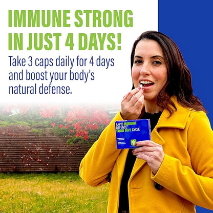 HybridCR Rapid Immune Support Supplement – 4 Day Immunity Supplement - Immune Defense Booster with Echinacea, Ginseng, Andrographis, Zinc, Selenium – Travel Size System Support – 24 Caps, 2 Dose Packs