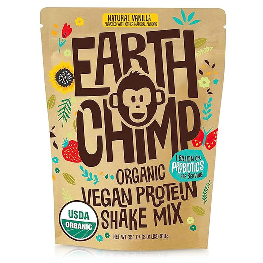 EarthChimp Organic Vegan Protein Powder 26 Servings 32 Oz