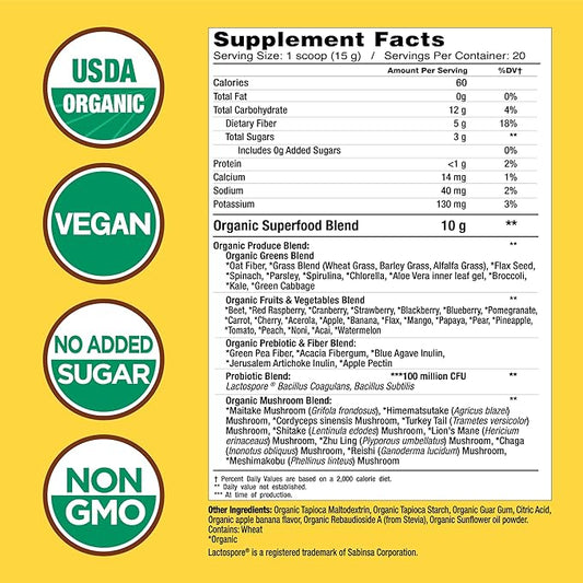 COUNTRY FARMS Super Greens Apple Banana 50 Organic 20 Servings, 10.6 Oz
