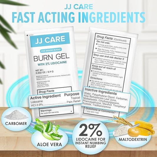 JJ CARE Burn Gel (Pack of 160), Soothing (0.9 Grams