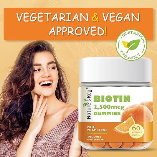 Nature's Key Biotin Gummies with Vitamin 60 Count