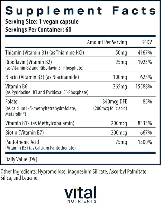 Vital Nutrients Vitamin B6 + B Complex B6 for 60 Capsules