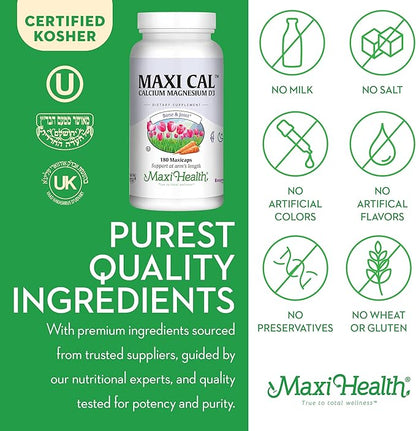 Maxi Health Calcium 1000 mg Supplement D3 (1000 (1000 IU) (500 mg) 180 Capsules