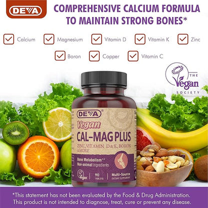 DEVA Vegan Calcium Magnesium Supplement Plus, 90-Tablets, 2-Pack 2-Pack