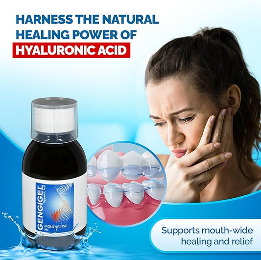 Hyaluronic Acid Mouthrinse (150 ml), Oral Care Solution for Gum Health, Reduces Discomfort & Promotes Healing, Relieves Gum Recession & Gingivitis, No Alcohol or SLS, Vegan & Kosher