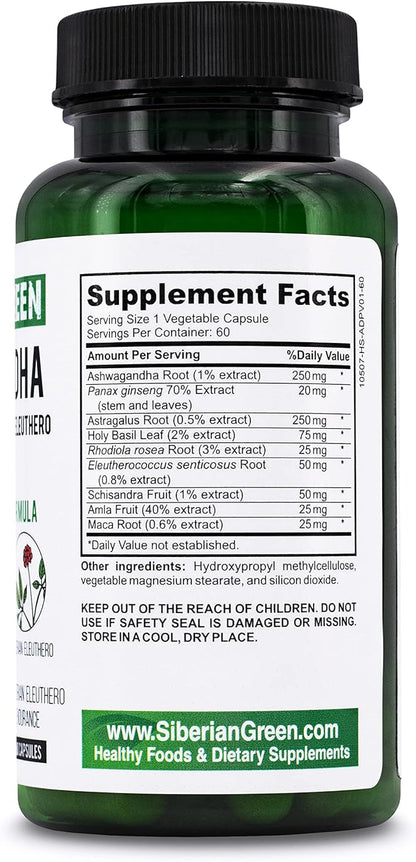Organic Ashwagandha Root with Astragalus & 60 Capsules