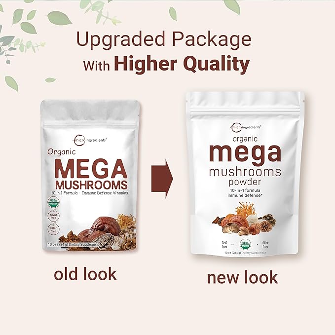 Micro Ingredients Organic Mega Mushroom 10 1 Complex 10 Ounce (284 Days