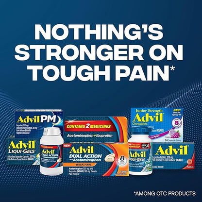 Advil Dual Action Back Pain Caplets 250mg Ibuprofen 500mg Acetaminophen 8 Hours 144 Count