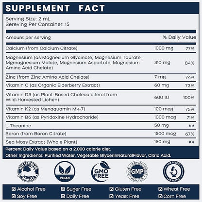 (2 Pack) 10 in 1 Calcium D3 K2 K2 Supplement, 1 Fl
