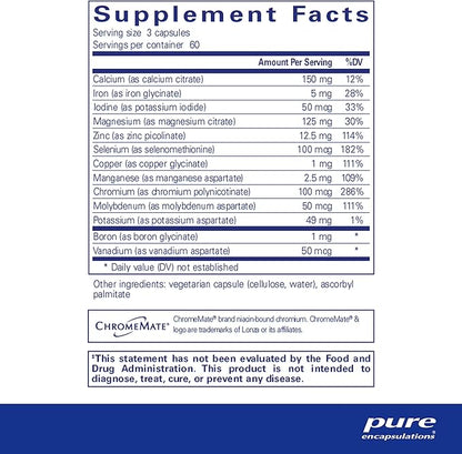 Pure Encapsulations Mineral 650 | Hypoallergenic Combination of Balanced Chelated|Minerals | 180 Capsules