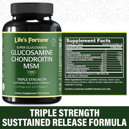 Life's Fortune Super Glucosamax, Glucosamine Chondroitin 1000mg - 120 Tablets
