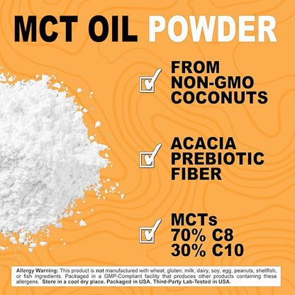 It's Just - MCT Oil Powder w/Prebiotic Fiber (1.5lbs) 70% C8 + 30% C10, Fast Fuel for Body & Brain Health, Keto Coffee Creamer, Non-GMO, 24oz