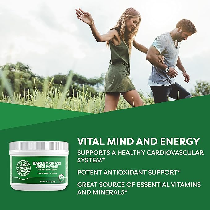 Vimergy Barley Grass Juice Powder – Clean Superfood Formula – Promotes Cardiovascular Health* – Organic, Vegan & Gluten-Free – Trial Size 125g
