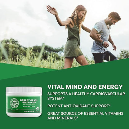 Vimergy Barley Grass Juice Powder – Clean Superfood Formula – Promotes Cardiovascular Health* – Organic, Vegan & Gluten-Free – Trial Size 125g