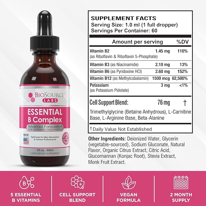 Essential B Complex B12 (2oz (2oz / 60ml Bottle) 60-Day Supply