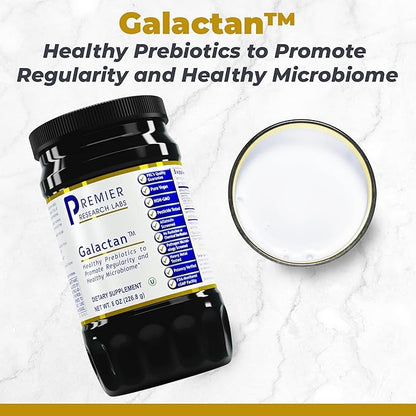 Premier Research Labs Galactan - Larch Arabinogalactan Powder for Men & Women, Prebiotic Fiber Powder for Healthy Gut Microbiome, Larch Tree Extract, Calcium - 8 oz