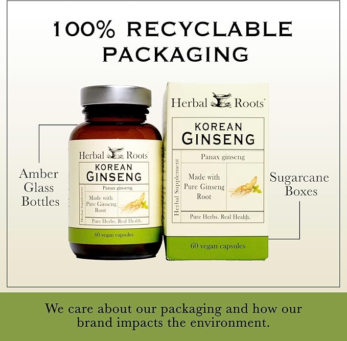 Herbal Roots Panax Ginseng 1000mg | 60 Vegan