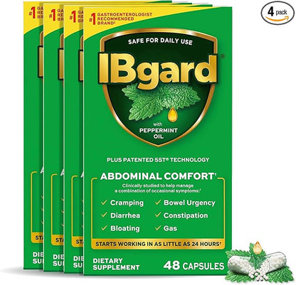 IBgard Gut Health Supplement, Peppermint Oil Capsules for Abdominal Comfort, 192 Capsules (Packaging May Vary)