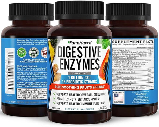 FarmHaven Digestive Enzymes with 18 Probiotics 60 Capsules