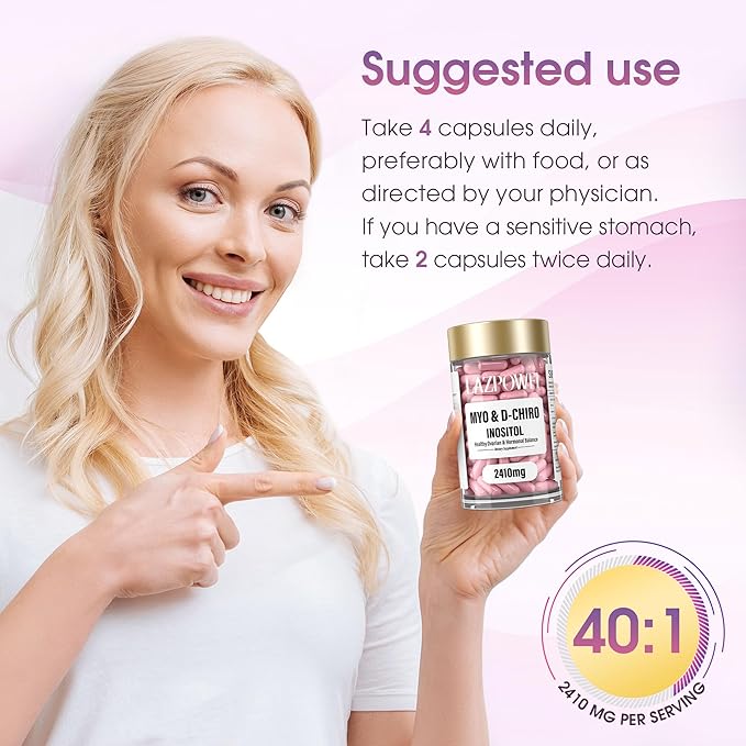 Inositol Supplement - Myo-Inositol and D-Chiro Inositol Plus Chasteberry,Berberine & Ashwagandha - Ideal 40:1 Ratio, Hormone Balance & Ovarian Support PCOS Supplements for Women-120 Capsules