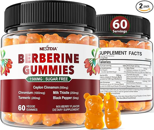 Berberine Supplement 1500mg, Sugar Free Berberine 2 Pack