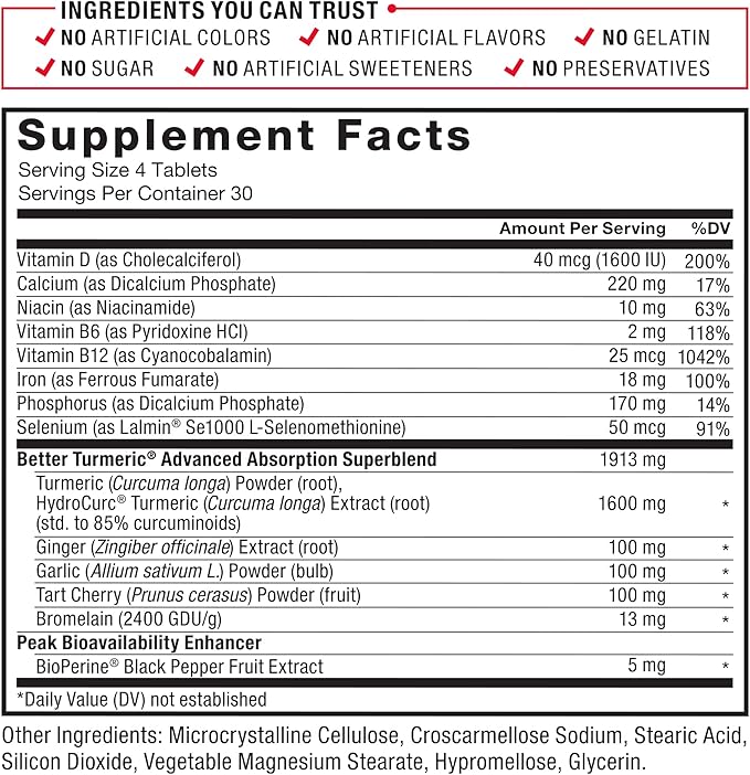 FORCE FACTOR Better Turmeric Curcumin 1600mg 120 Tablets
