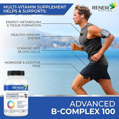 Renew Actives Vitamin B Complex 100: 100% of B1, B2, B2, B3, B3, B5, B5, B-6, B-6, B-12. B-12. Promotes 60 Caps
