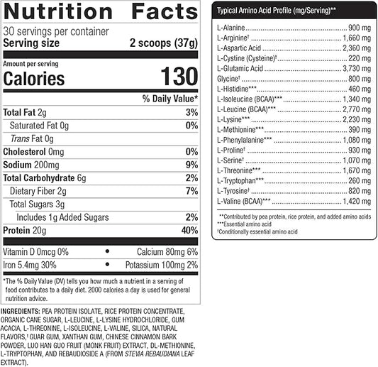 Metagenics Perfect Protein Pea & Rice 20 g 30 Servings