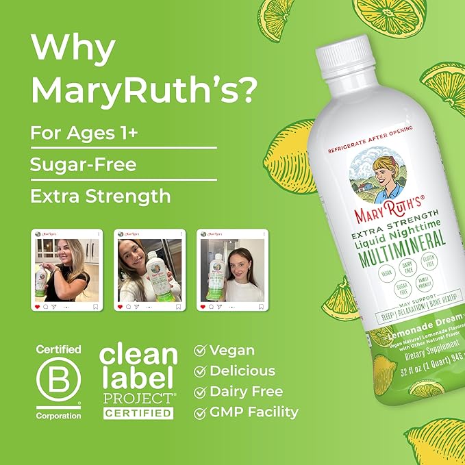 MaryRuth Organics Extra Strength Nighttime Liquid 4 Flavors 32 Servings
