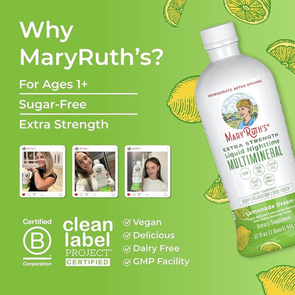 MaryRuth Organics Extra Strength Nighttime Liquid 4 Flavors 32 Servings