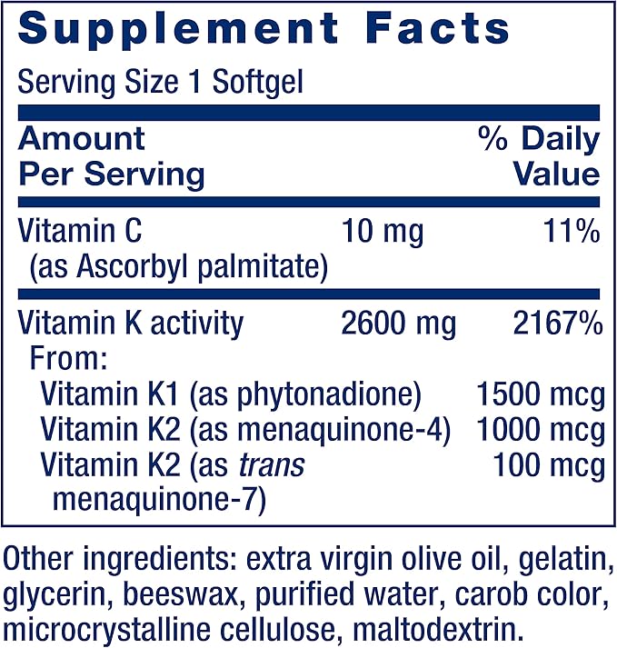 Life Extension Super Vitamin E 268mg K1 K2 K2 MK-7 MK-7 MK-4 MK-4 Vitamin 90 Softgels