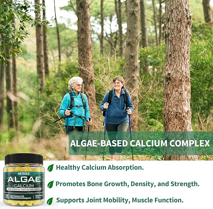 (2 Pack) Algae Calcium Gummies 600mg D3, C,