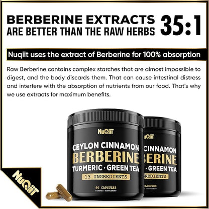 Berberine Supplement 8750mg Turmeric Curcumin 1500mg 1500mg & 90 Capsules 3 Months