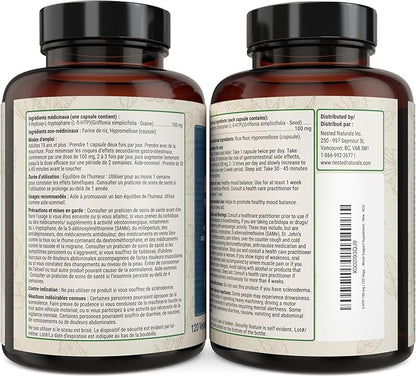 Nested Naturals 5-HTP 100 mg (5-hydroxytryptophan) 5HTP Supplement 120 Non-GMO,